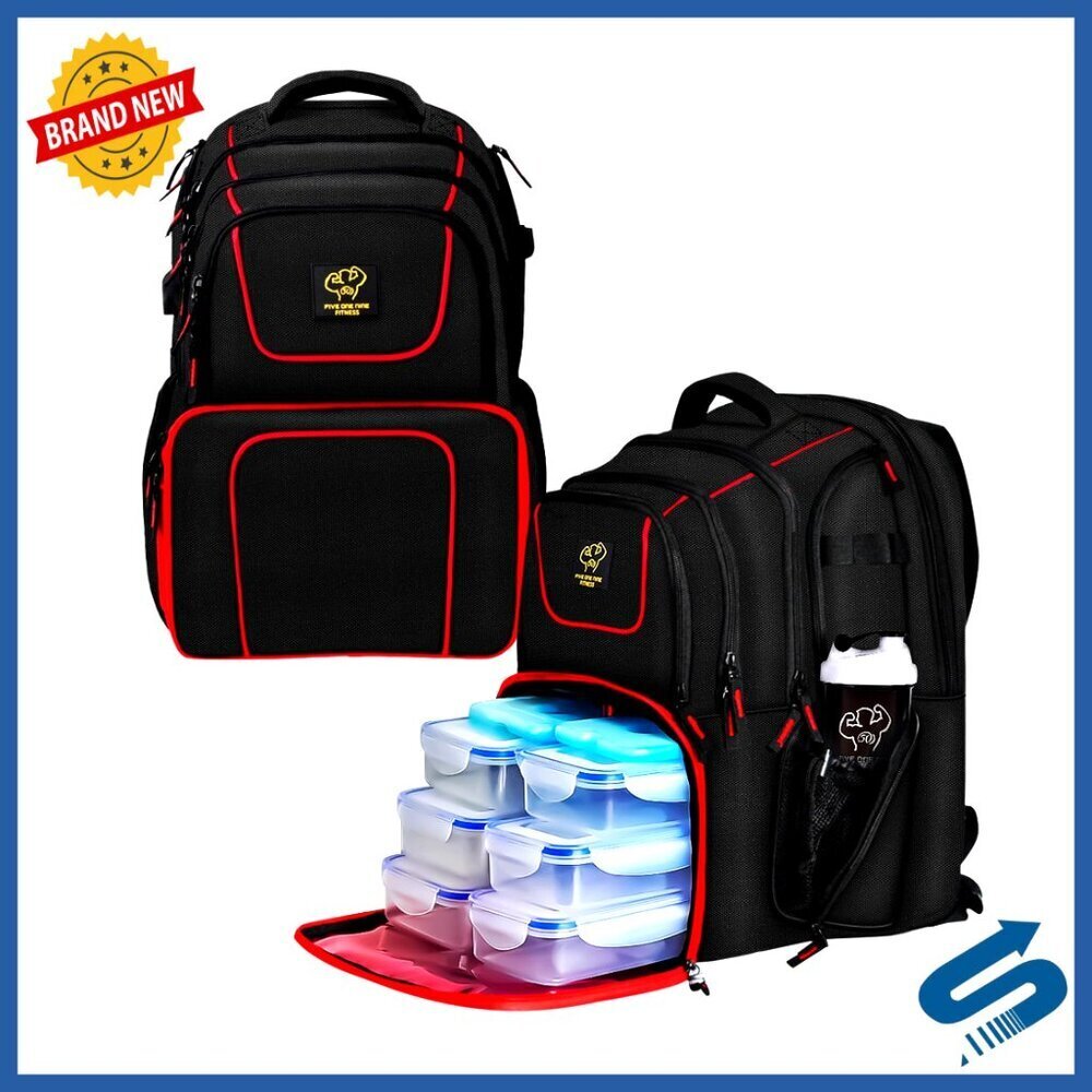 Insulated Meal Prep Backpack with Laptop Compartment 6 Containers Ice Packs
